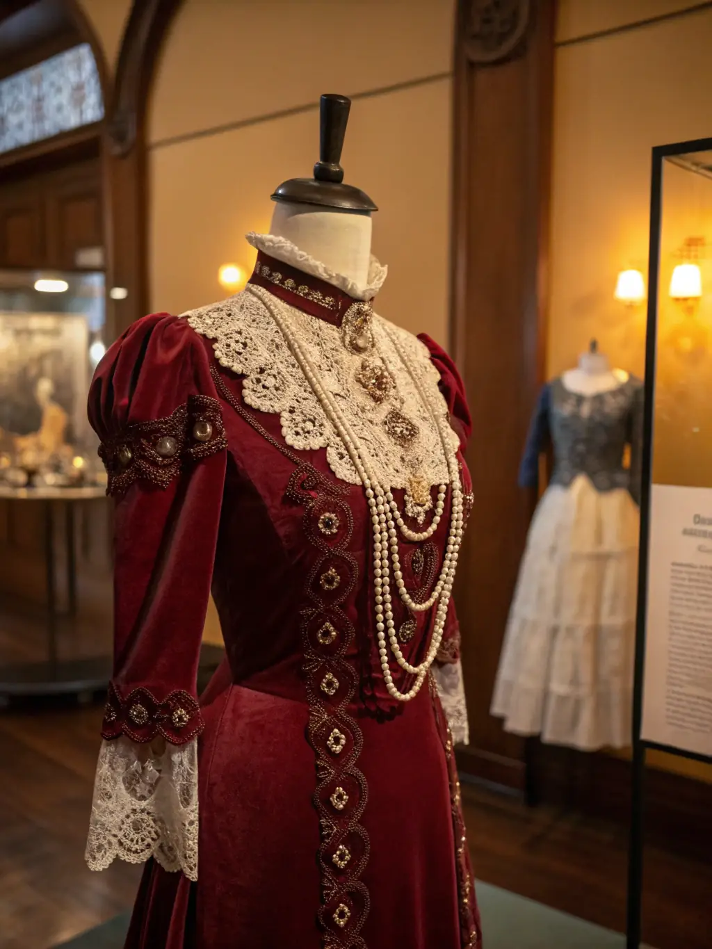 A photograph of a meticulously curated exhibit featuring vintage opera costumes, showcasing the intricate designs and historical significance of the garments within the context of Vichy's musical heritage.